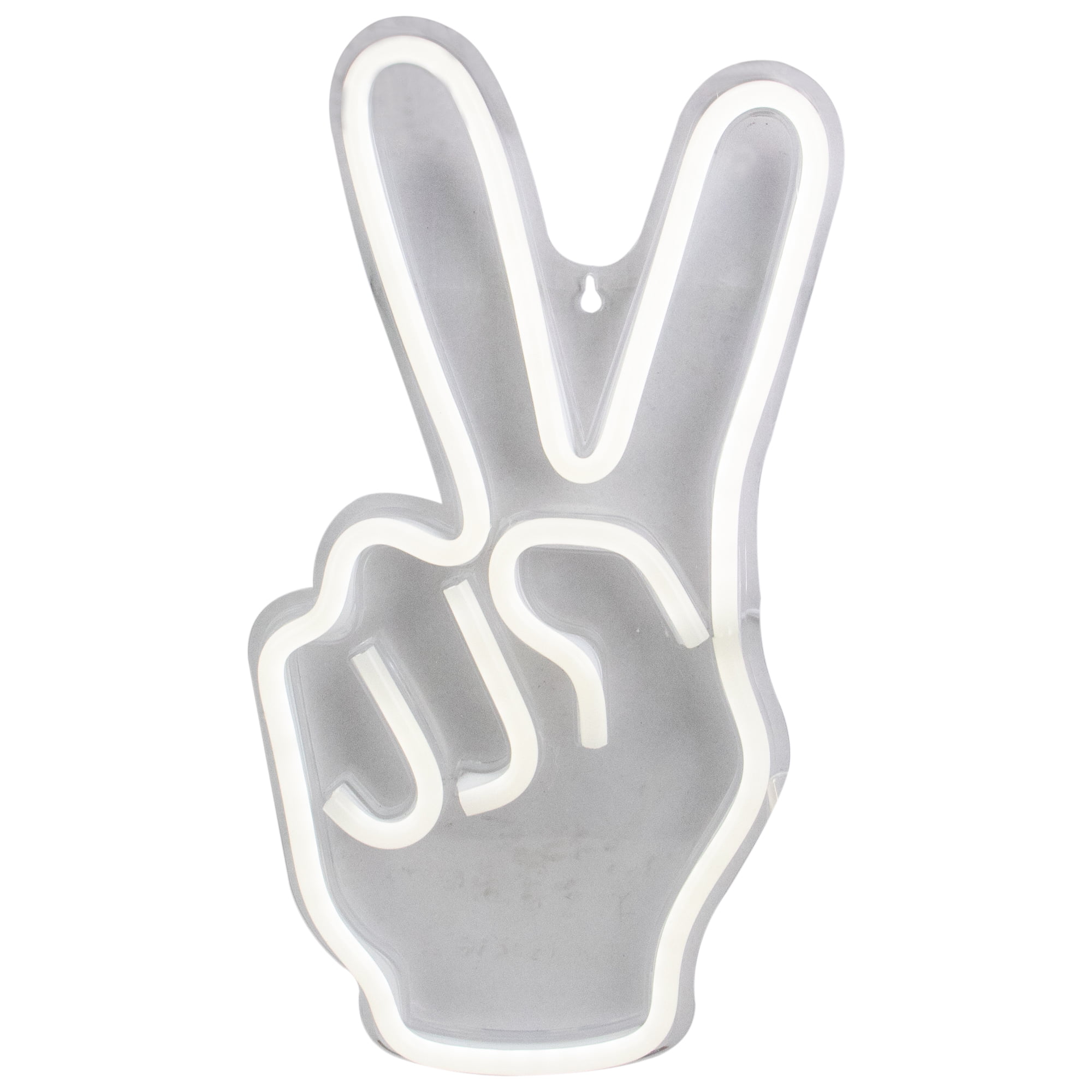 Bright White Neon Style Peace Fingers, Neon Peace Sign Lamp