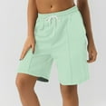 thumbnail image 2 of Women's  Shorts 2025 Drawstring Waist Long Yoga Shorts Casual Loose Athletic Gym Shorts with Pockets mint green X-Large, 2 of 5