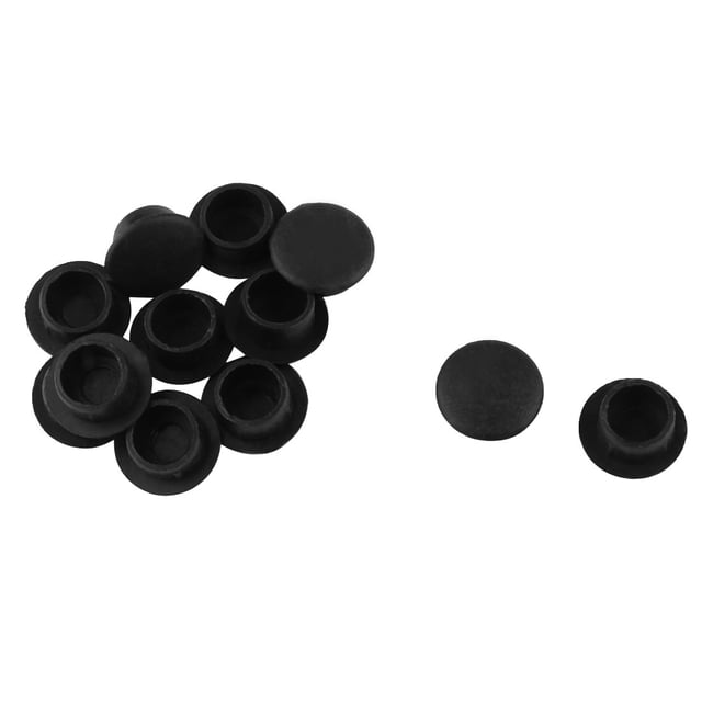 Unique Bargains 12 Pcs Plastic 10mm Diameter Flush Mounted Tube Insert Caps Cover Black