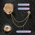 thumbnail image 2 of Pin de broche de flor de rosa Uxcell para traje de hombres, pin de solapa de flor con cadena de borlas doradas para bodas [Champagne], 2 of 6