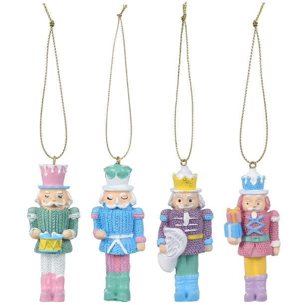 4 adornos de cascanueces para decoración navideña, figura de cascanueces, soldado de cascanueces para árbol de Navidad