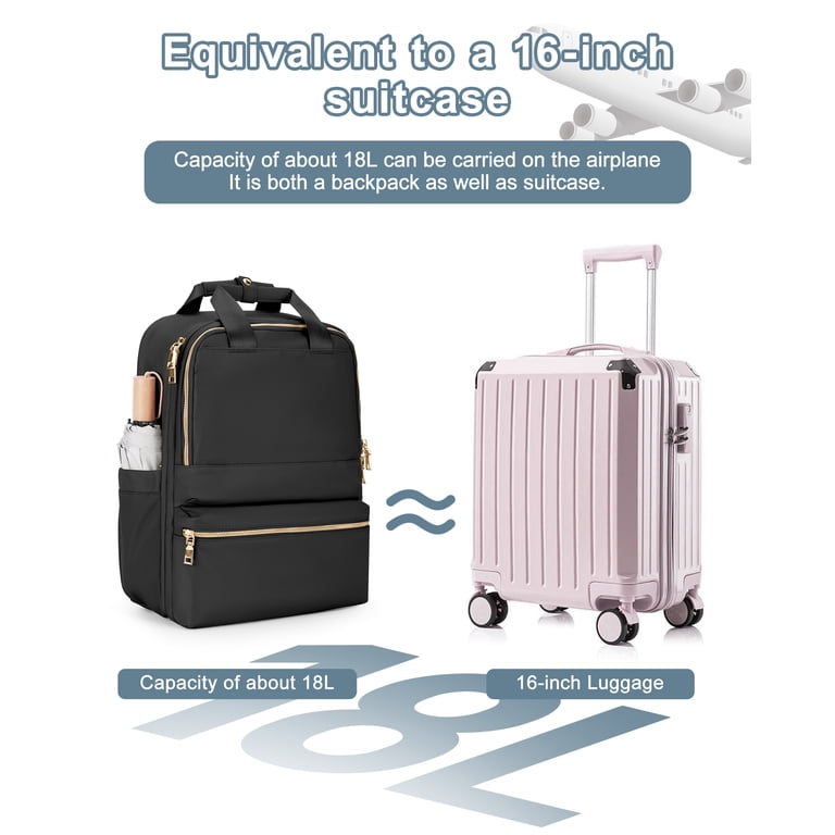 backpack or laptop bag airplane SYCNB Travel Backpack For Women Men Airline Approved Carry On Bags For Airplanes Black Laptop Backpack Personal Item Backpack For Traveling On