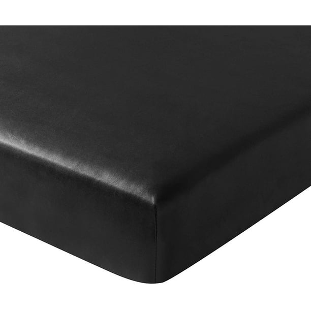 Subrtex Stretch Faux Leather Armchair Seat Cushion Slipcover, Black