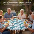 thumbnail image 3 of Round Outdoor Tablecloth with Umbrella Hole and Zipper, Teal Palm Tree Tablecloth with Elastic Waterproof, Coastal Trees Summer Tropical Botanical Patio Table Covers for 31" - 35" Picnic Pool Tables, 3 of 9