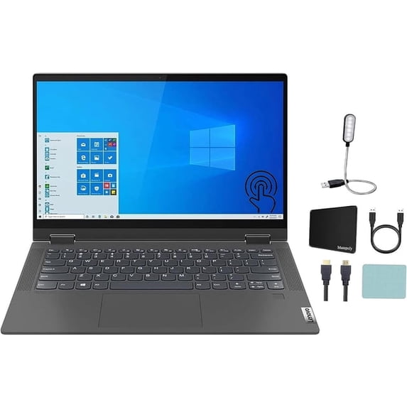 Pre-Owned Lenovo Ideapad Flex 5i 14" FHD 2-in-1 Touchscreen Laptop, Intel Core i3-1115G4, 4GB RAM, 256GB SSD, Graphite Gray, Fingerprint Reader, Windows 10 Home + Mazepoly Accessories