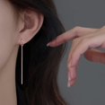 thumbnail image 3 of 925 Sterling Silver Chain Threader Earrings Dangle for Women Teens Long Dangle Earrings Line Earrings Tassel, 3 of 10