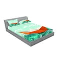 thumbnail image 2 of Ambesonne Ocean Fitted Sheet & Pillow Sham Set, Navy Sealife with Waves, Queen, Sky Blue Orange, 2 of 2