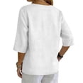 thumbnail image 5 of Plus Size Womens Clothes Kelon 3/4 Length Sleeve Womens Tops V Neck Linen Cotton Vacation Clothes Cruise Outfits Business Casual Blouses 2026 Summer Tops, L, 5 of 8
