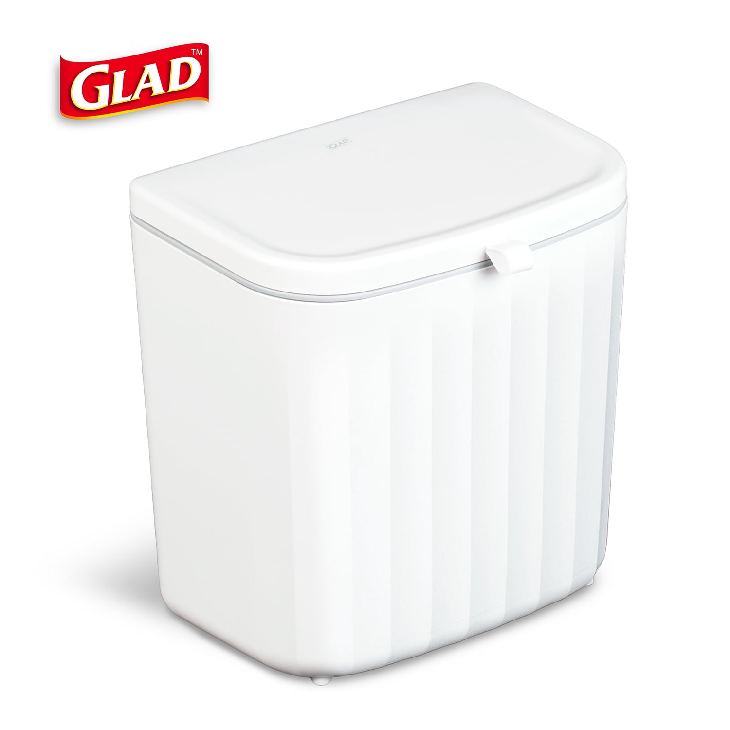 Glad Kitchen Compost Trash Can, 1.8 Gallon Plastic Garbage Bin, White