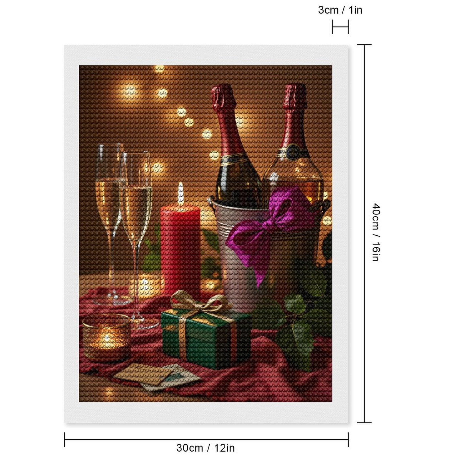 Diamond Art Kits for Adults, Celebration Champagne Candle Decor 5D Diamond Painting Kits for Adults Beginners, DIY Full Drill Diamond Painting, Gem Art and Crafts 12x16