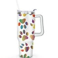 thumbnail image 2 of Paw Print Dog Lovers Tumbler 40oz - Vacuum Insulated Coffee Cup with Handle & Straw- Cute Gift for Female Dog Owners, 2 of 7