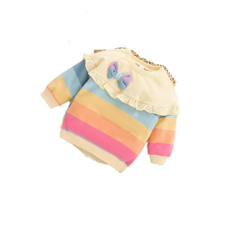 

Striped Round Neck Pullovers Long Sleeve Multicolor Baby Sweatshirts (Baby s)