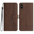 thumbnail image 2 of Wallet Case for iPhone X / XS, Smile Design Premium Leather Credit Card Holder Wallet RFID Blocking Case with Wrist Strap Stand Magnetic Flip Cover For iPhone X / XS, Brown, 2 of 10