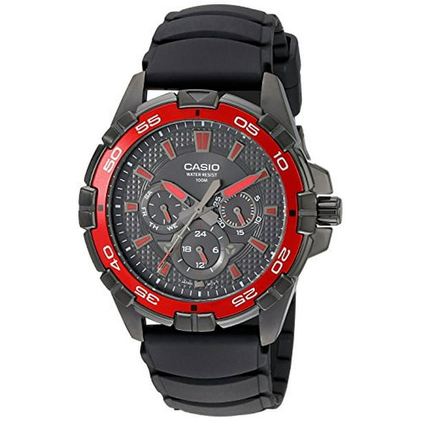 casio red dial watch