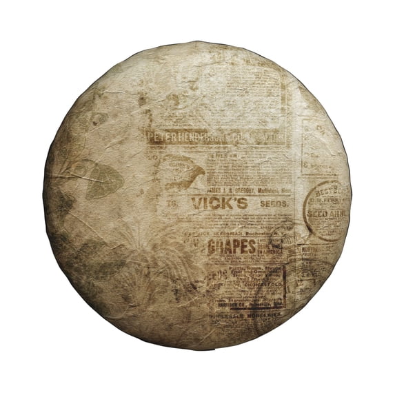 15'' Vintage Vellum Texture Tire Cover, Universal Spare Wheel Covers, Dust-Proof, Water-Proof, Sun-Proof and Corrosion-Proof