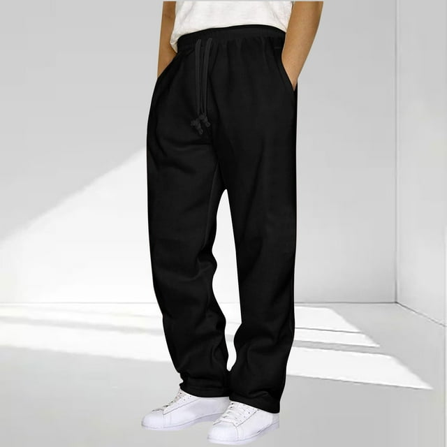 Timegard Mens Sweatpants Drawstring Elastic Waist Lightweight Workout Pants Solid Color Casual Trousers
