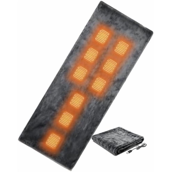 Heated Sleeping Bag Liner for Camping - Heated Blanket for Camping Portable Heating Sleeping Bag Pad 3 Adjustable Temperature Levels with 9 Heating Zones for Cold Weather Backpacking or Hiking