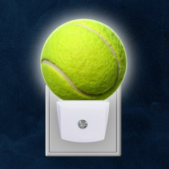 Round LED Night Lights Lamp with Dusk to Dawn Sensor, Tennis Ball With White Background Night Light Plug Into Wall for Kids Room, Bedroom, Bathroom, Kitchen, Hallway