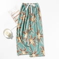 thumbnail image 2 of Tnhcen Women's 9 Inch Printed Casual Lounge Pants Elastic Waist Wide Leg Free Size Soft Breathable Stretchy Nylon Spandex Blend Sleepwear Loungewear Trousers for Women Home Pants, 2 of 3