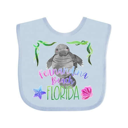 

Inktastic Fernandina Beach Florida Cute Swimming Manatee Gift Baby Boy or Baby Girl Bib