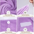 thumbnail image 3 of Toalla Microfibra para Cabello 3 Pack, Toalla de Cabello Seco con Botones, Gorro de Baño Ultra Absorbente de Agua, Secado de Pelo Súper Rápido, Turbante Suave Anti-Frizz para Mujer (Viole Rosa Verde), 3 of 4
