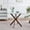 Dark Walnut, variant on Modern Space-Saving Square Glass Dining Kitchen Table with Cross Metal Legs Easy Clean Tempered Glass for Small Spaces, Living Room, Dining Room, 35.4" x 35.4" x 29.1"
