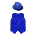 thumbnail image 4 of Alvivi Kids Boys Girls Sequined Shirt Vest for Hip-Hop Street Dance Performance Waistcoat with Hat Blue 12-24 Months, 4 of 7