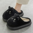 thumbnail image 6 of Womens Memory Foam Fuzzy Slippers Cartoon Cat Plush Platform Slippers Home Cotton Slippers Comfy Slip-On Warm House Shoes Black Size 9, 6 of 9