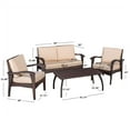 thumbnail image 3 of Becka Outdoor 4-Piece 4 Seater Brown Wicker and Iron Conversation Set with Cushions, 3 of 9