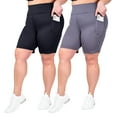 thumbnail image 1 of INERZIA 2 Pack Plus Size Biker Shorts For Women High Waisted Workout Yoga Shorts Plus Size Booty Shorts For Women Black and Charcoal 2X, 1 of 5
