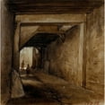 thumbnail image 2 of Auguste-Sébastien Bénard 20x20 Black Ornate Framed Double Matted Museum Art Print Titled: Passage Saint John of Latran. (1854), 2 of 5