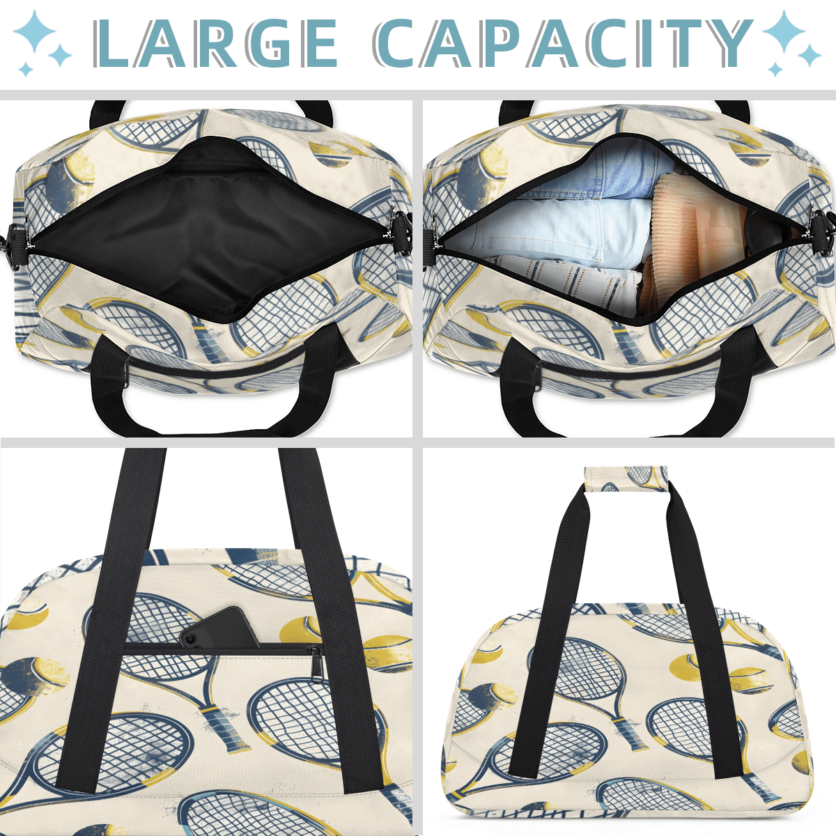 Herdesigns Sports Sports Duffle Bag for Women & Men, Tennis Gym Bag Dance Bag Overnight Bag Carry On Weekender Travel Bag