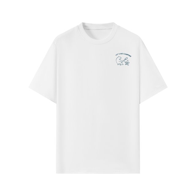 Men's Casual Short Sleeve T-Shirt - Relaxed Fit Slimming Tee with Camping Graphic Print, "Let's Go Camping" & Bear Design, Breathable All-Season Outdoor & Casual Attire, Camping Acc