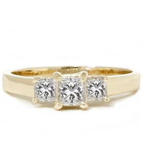 Pompeii 1ct Three Stone Diamond Ring 14K Yellow Gold (H/I,I1)