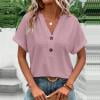 Women's Casual V Neck Button Down T-Shirt Blouse Soft Polyester Spandex Basic Top for Yoga Workout Daily Wear Spring Summer
