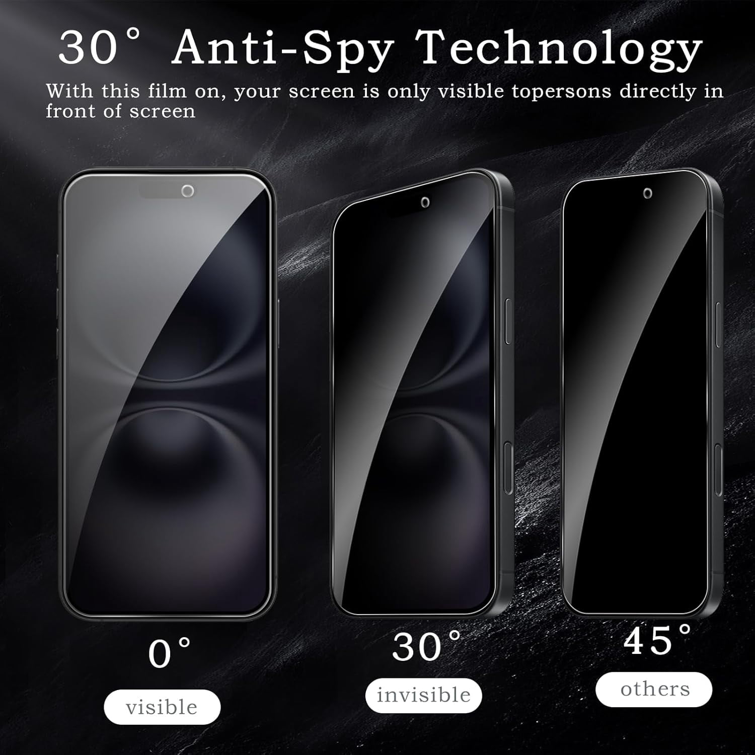 NEOYFC for Screen Protector for iPhone 17, Shatterproof Tempered Glass Accessories, Anti Spy Tempered Glass Film, Case Friendly Ultra Resistant 9H Hardness Anti-Glare HD Black -3 Pack
