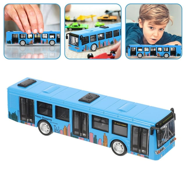 LEEYNEER White Toy Bus City Bus Model Blue Alloy 1 Piece Educational Toy Indoor Play