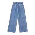 thumbnail image 2 of EnJoCho Girls 2026 Straight Jeans Kids Summer Versatile Y2𝗄 Elastic Waist Wide Leg Denim Pants Hi𝗉 Hop Fall Tween Trousers Girls High Waist Wide Leg Jeans, 2 of 8