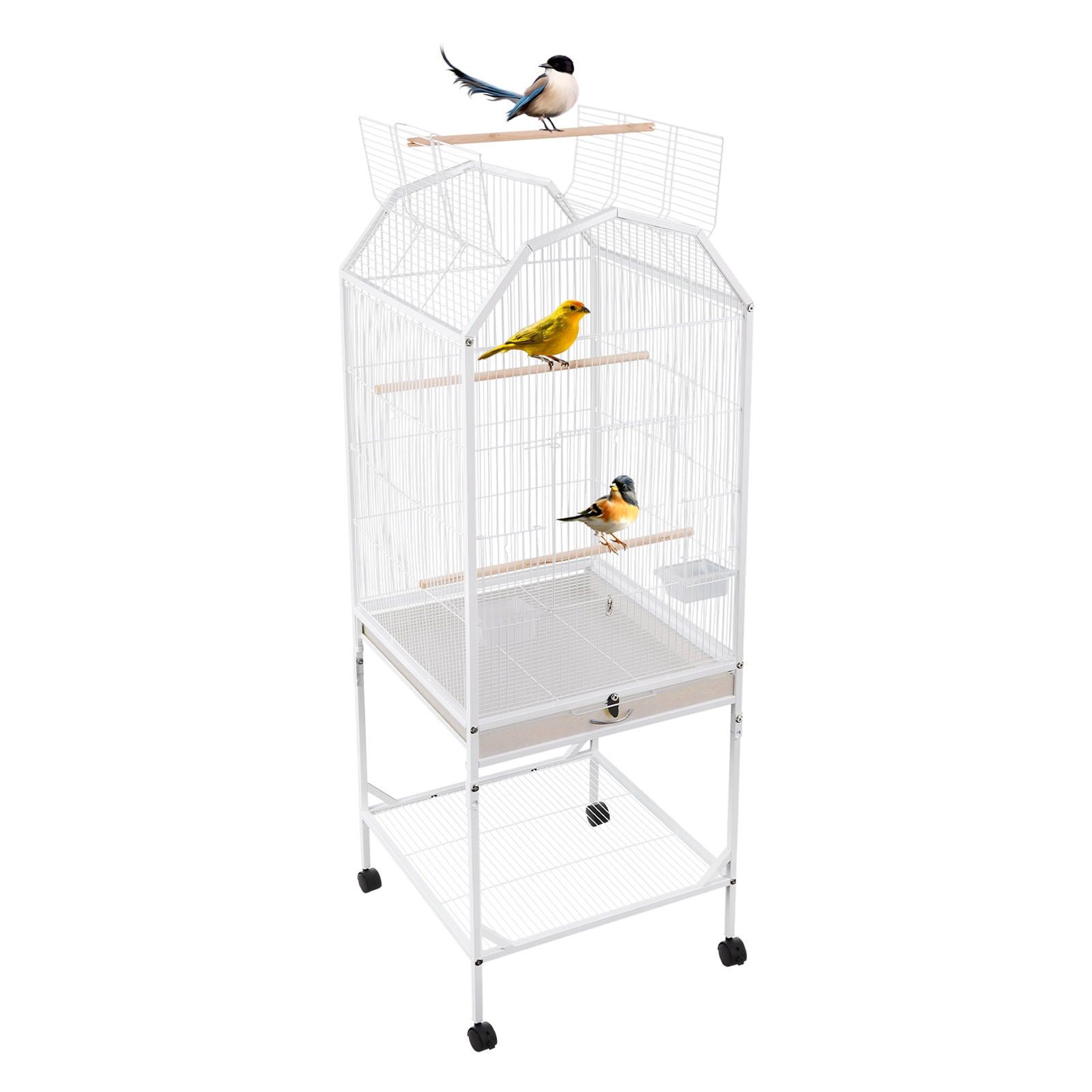 Movable Pet Bird Flight Cages with Wheels Open Top and Rolling Stand Bird Cage for Various Small Medium-sized Birds