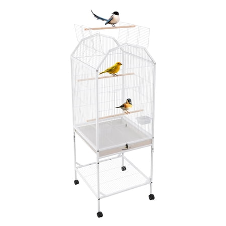 Open Top and Rolling Stand Medium Small Bird Cage White Bird Cage for Parrots Budgerigars Parakeets Cockatiels Lovebirds