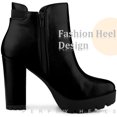 thumbnail image 4 of Unique Bargains Women's Platform Chunky Heels Chelsea Boots Black 9, 4 of 6