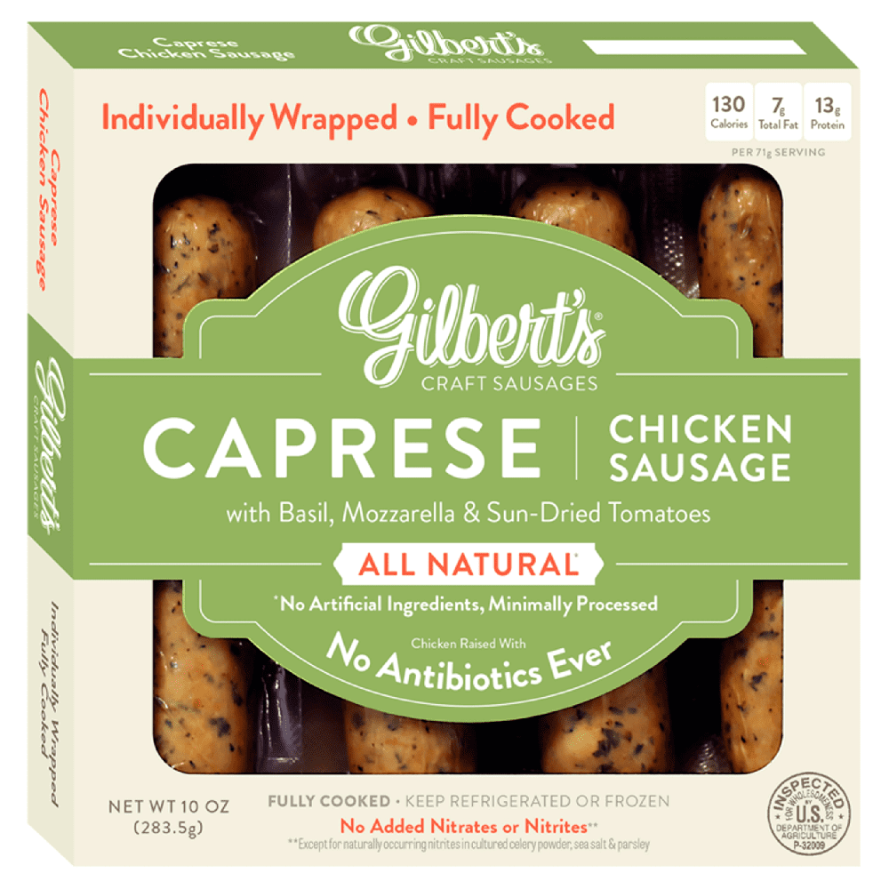 Gilberts Craft Caprese Chicken Sausage, 10 oz (pack of 12)