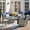 Denim Blue, variant on 2/4/5pcs All-Weather PE Wicker Outdoor Patio Furniture Sectional Conversation Set with Swivel Rocking Chairs,Loveseat Sofa,Coffee Table & Side Table - Cushioned Seats,Hand-Woven Rattan for Backyard