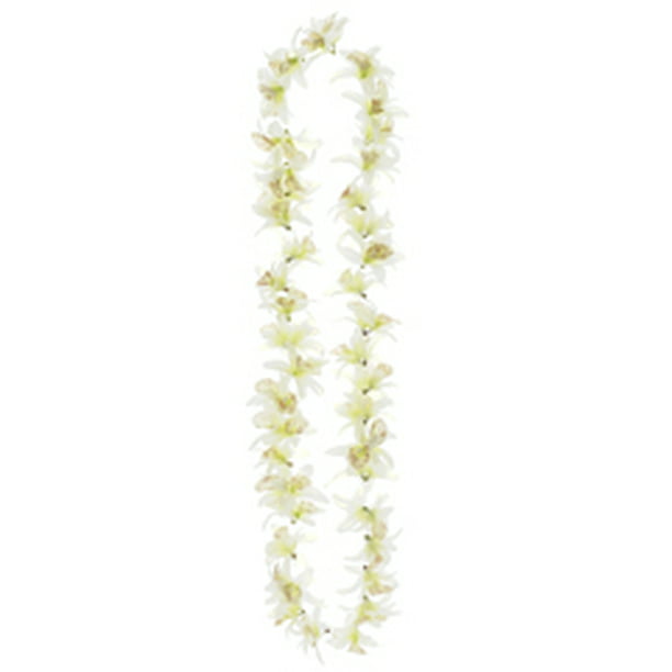 Club Pack Of 24 Artificial Cream Hawaiian Dendrobium Orchid Silk Flower Leis 23 Walmart Com Walmart Com