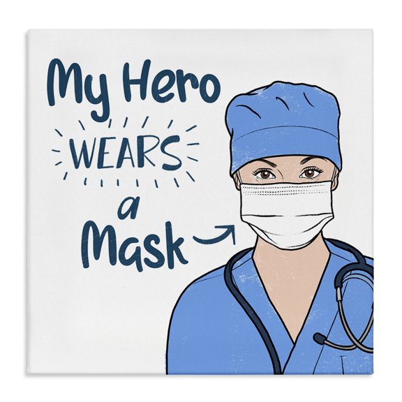Stupell Industries Modern My Hero Wears Mask Healthcare Appreciation Canvas Art, 17 x 17, by Marcus Prime