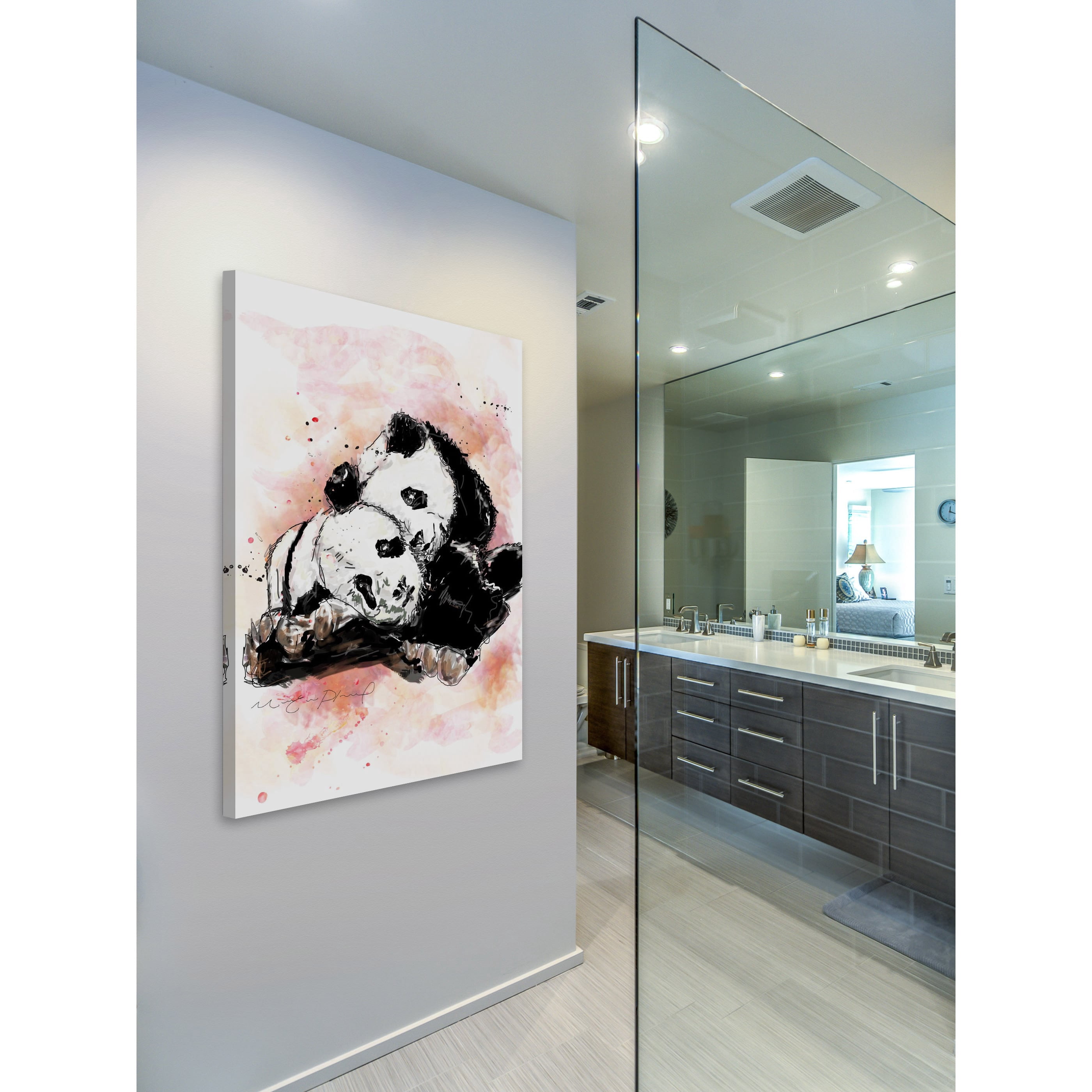 Marmont Hill "Deux Pandas 2" by Marie-Eve Pharand Painting Print on Wrapped Canvas