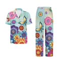 thumbnail image 5 of Yuyamidu Mandala Butterfly Womens Lounge Sets 2 Piece Outfits Short Sleeve Sleepwear Button Down Comfy Nightwear Soft Casual Lounge Sets, 5 of 7