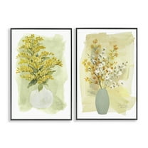 Stupell Industries Yellow Wildflowers in Bloom Floral & Botanical Painting Black Framed Art Print Wall Art, 12 x 18, Set of 2