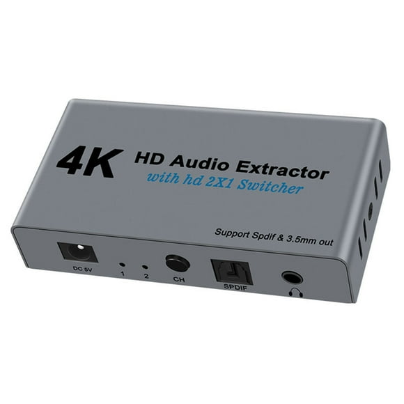Amdohai E21 HD Audio Extractor Splitter HD Switch 2 in 1 out 4K HD to HD Optical SPDIF 3.5mm HD Audio Splitter Switch