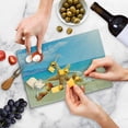 thumbnail image 5 of Seashells Cutting Board, Summer Beach Theme and Sand with Rays in the Sky Clouds Seaside Marine, Decorative Tempered Glass Cutting and Serving Board, Small Size, Aqua Ivory Mustard, by Ambesonne, 5 of 5